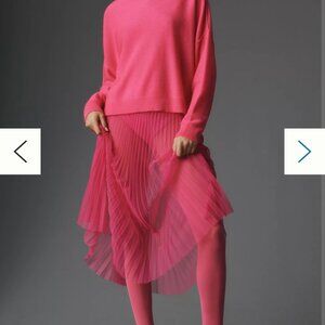 By Anthropologie Sunburst Pleated Sheer Midi Skirt